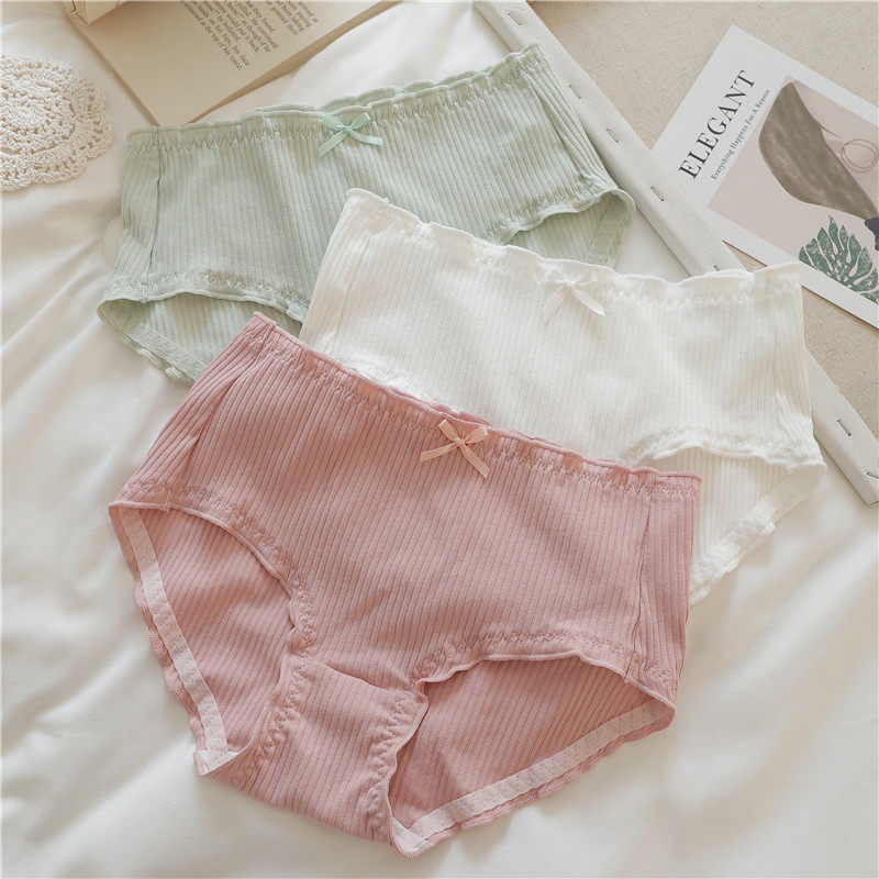 3件日系简约纯色螺纹纯棉少w女内裤性感女士女生中腰透气三角短裤,女士内衣/男士内衣/家居服,女三角裤,淘宝优惠券,粉丝福利购,淘宝优惠卷