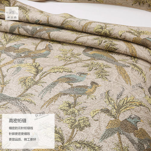 灵雀美式复古床j盖三件套样板房软装被子夹棉床单绗缝被水洗棉被