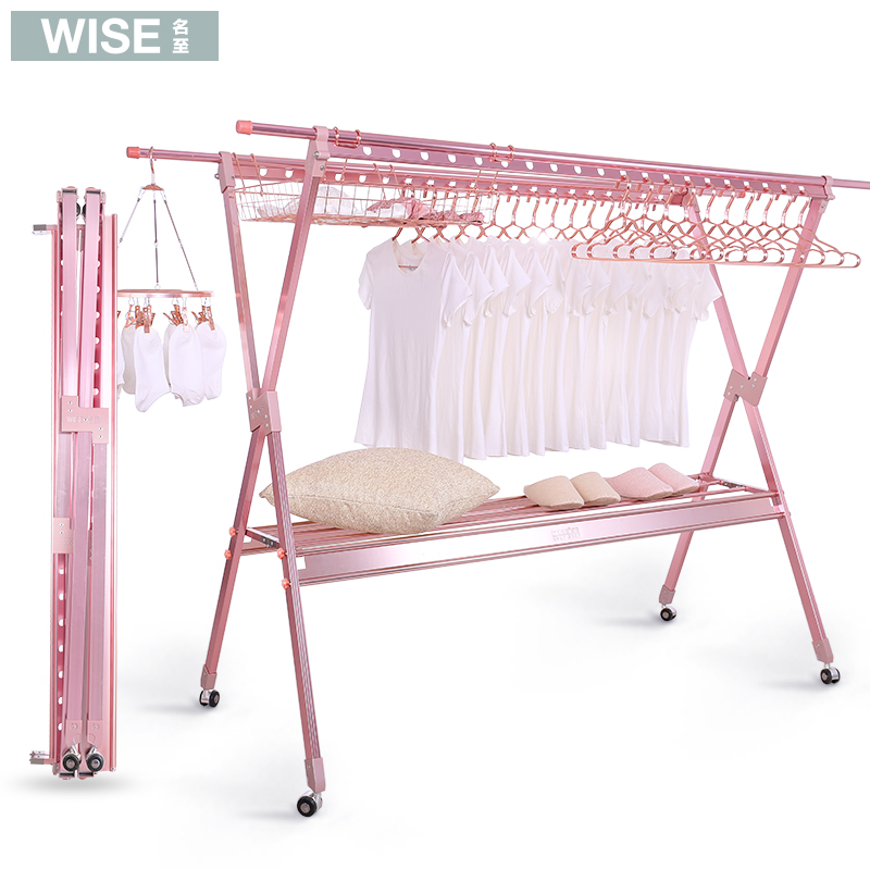 晾衣架阳台落地折叠室内家用室外可移动晾衣杆凉晒衣Y架晒被子神