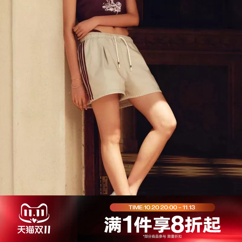 滔搏adidas阿迪达斯三叶草女子度假风运动短裤梭织休闲短裤KX0748