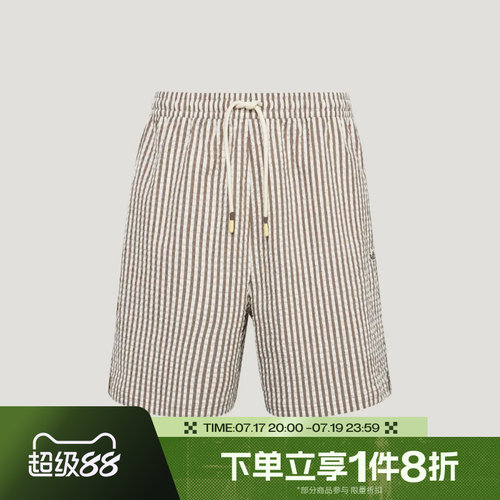 滔搏adidas阿迪达斯三叶草男子泡泡纱条纹舒适运动休闲短裤KX0698