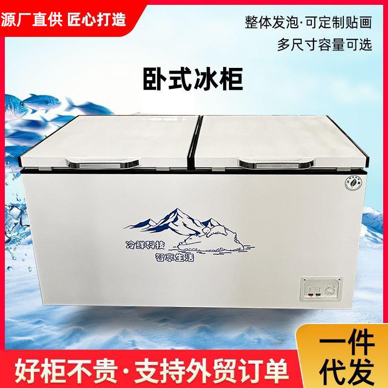 用6650容量冷藏冻两双门冰箱大展示柜冰柜商用卧式冷柜双温单冷温