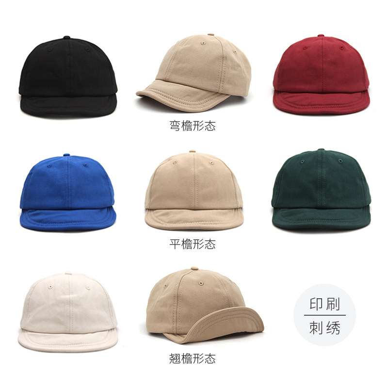 定制刺绣logo短檐男女复古翘舌软檐鸭舌帽美式咔叽工装复古棒球帽
