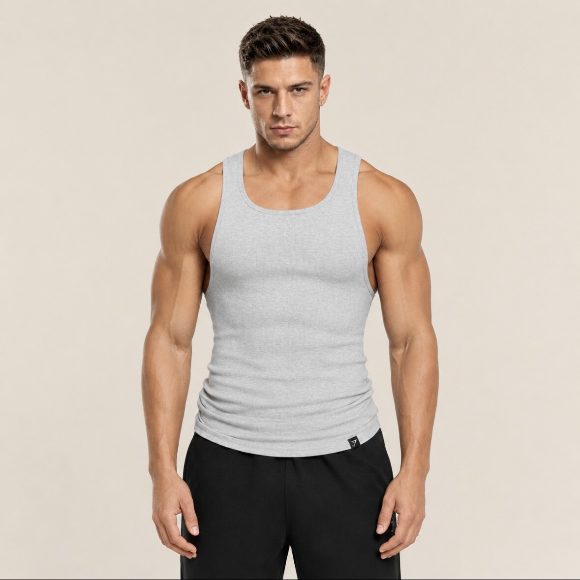 GYMSHARK运动弹力螺纹背心速干衣