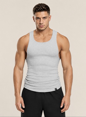CTUGYMSHARK运动弹力螺纹背心男健身健美式显肌肉纯色打底背心T恤