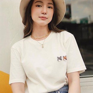 现货Rowling Women Fox Print Graphic Tees Summer O Neck Short