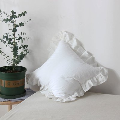 抱枕套40x40方形荷叶边沙发靠垫套简约纯色客厅卧室靠枕套公主风