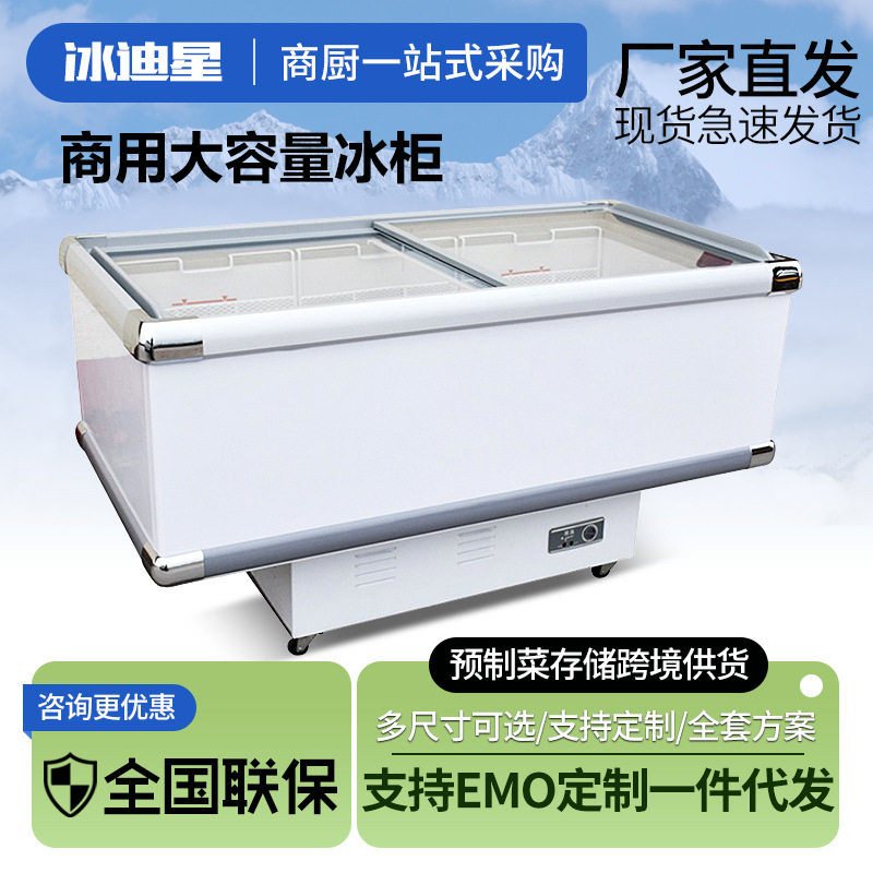 定制商用双门冰柜 平岛柜展示柜 冷冻卧式冰柜冷冻肉品展示柜