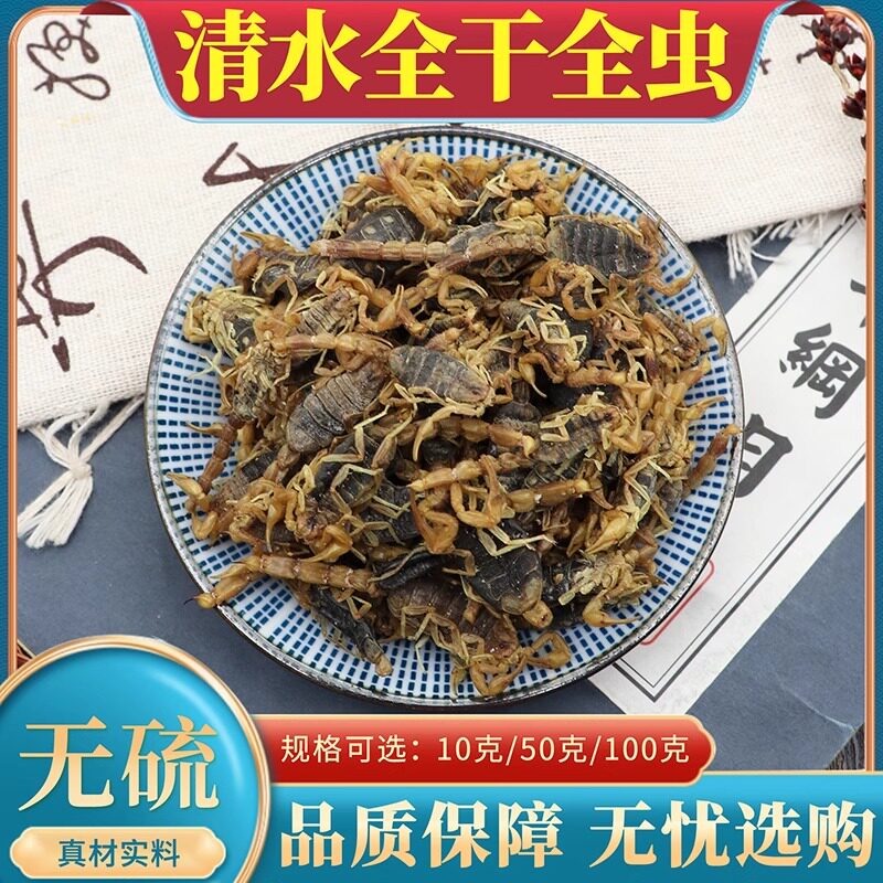 清水全干全虫中药材清水全虫蝎子干全蝎干干燥度佳100g克清水全蝎