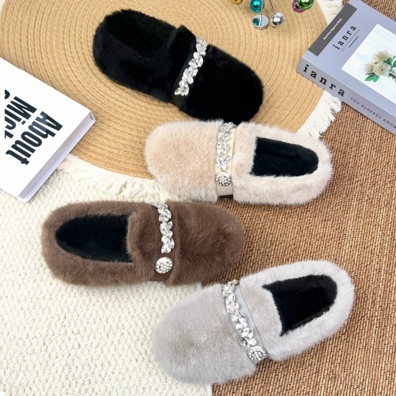 2025冬季百搭一脚蹬舒适毛毛鞋加绒保暖乐福鞋软底时尚豆豆后妈鞋,女鞋,棉鞋,淘宝优惠券,粉丝福利购,淘宝优惠卷