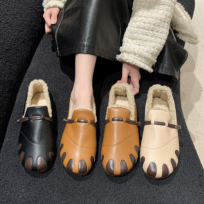 冬季加绒豆豆鞋女休闲棉鞋平底保暖软底鞋子女防滑一脚蹬毛毛鞋,女鞋,棉鞋,淘宝优惠券,粉丝福利购,淘宝优惠卷