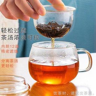 玻璃杯茶水分离带把过滤泡茶杯耐热家用喝水杯办公室男女花茶杯子