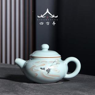 套汝瓷大号茶具 四方瓷亭景德镇汝窑茶西施壶家用壶单云壶陶泡茶装