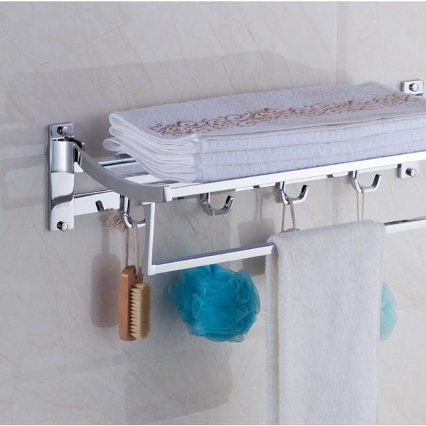 高178浴室挂件锌合金方管折活动浴巾架带叠衣档钩新款