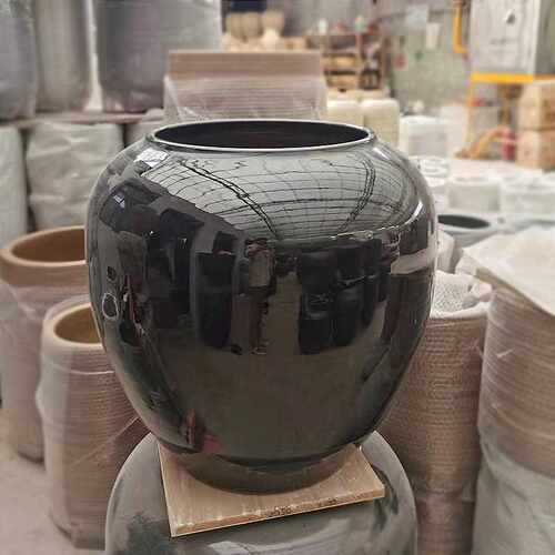 日式复古陶瓷台面花瓶大口径多肉花盆客厅简约装饰品粗陶禅意摆设