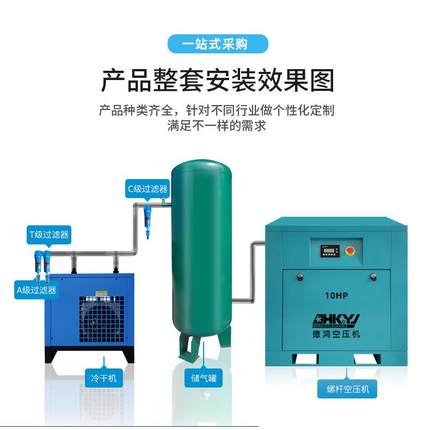 定制德鸿螺杆式空压机7.5KW 电压220V排气量1.2m3小型440V压缩机