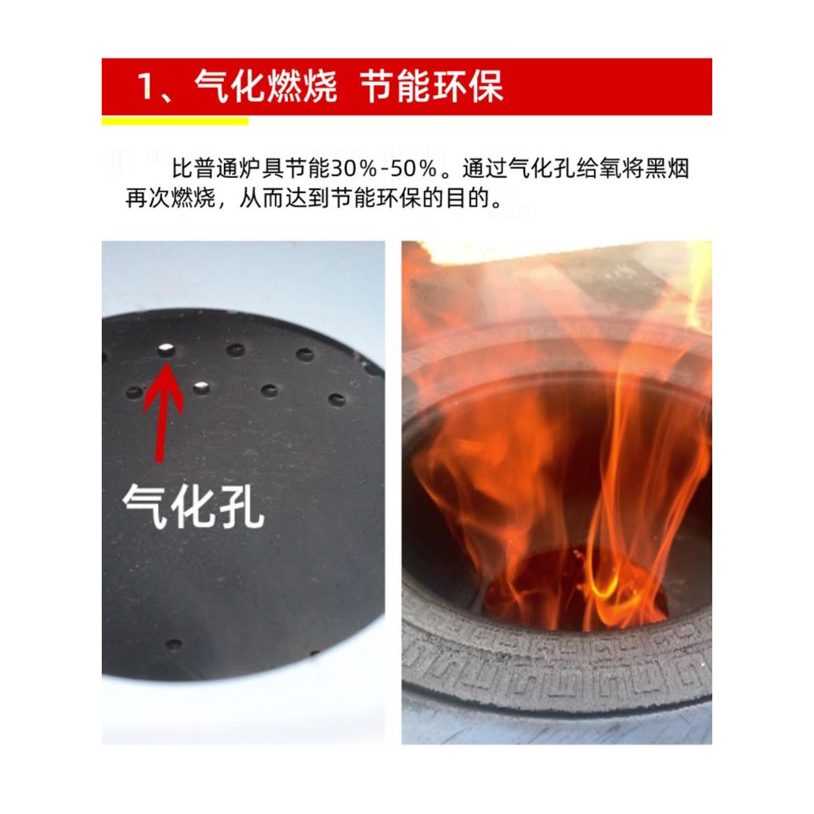 炉子新款气化炉农村柴火家用取暖煤炭柴煤两用取暖炉室内无烟火炉