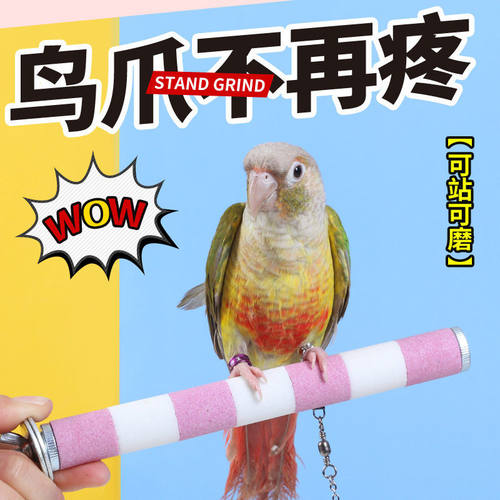 不锈钢鹦鹉磨爪棒鸟站架鹦鹉用站棍站台磨甲器磨砂站杆鸟笼配件