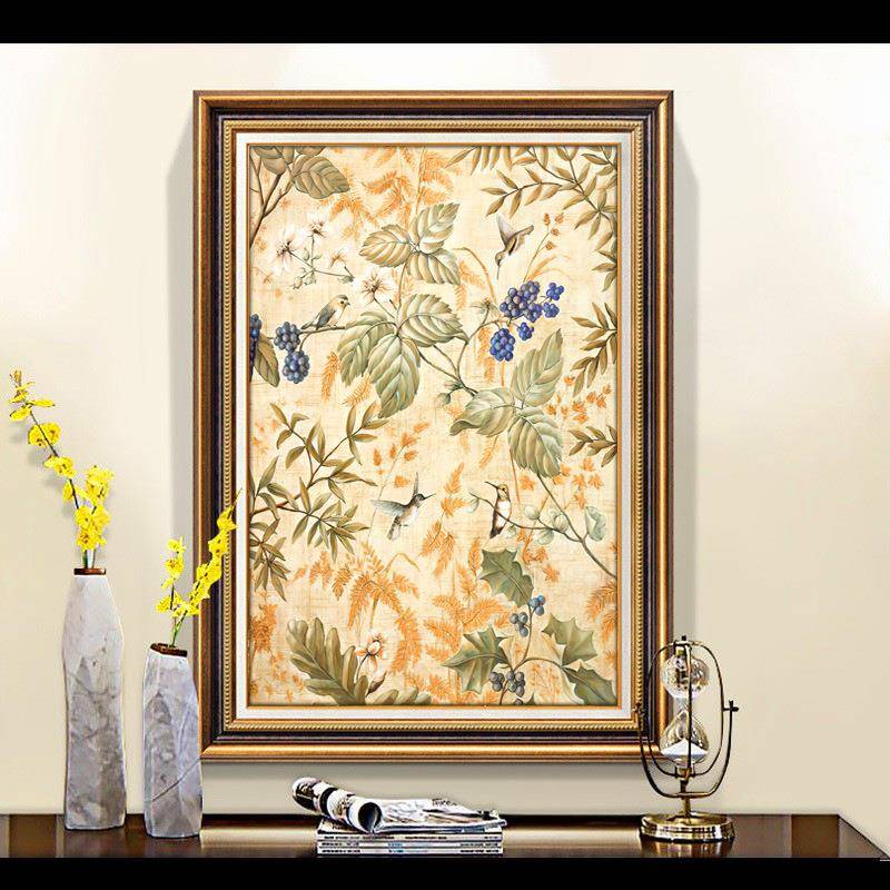 欧式花卉发财树美式玄关装饰画餐厅墙面壁画挂画复古油画布图片