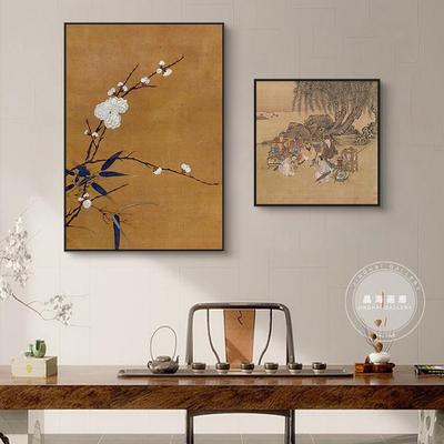 中式书新房茶室艺术装宿饰画名古画柳荫茶民ZW00ZW壁画简约品艺术