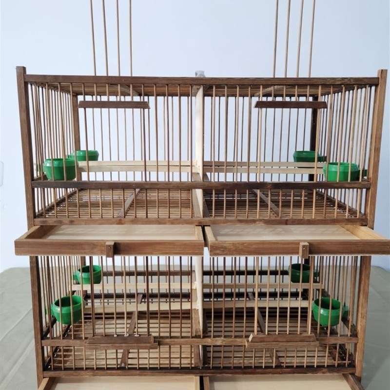 竹制纯手工四格紫竹碳化排笼黄鸟麻料笼黄豆黄腾鸟笼