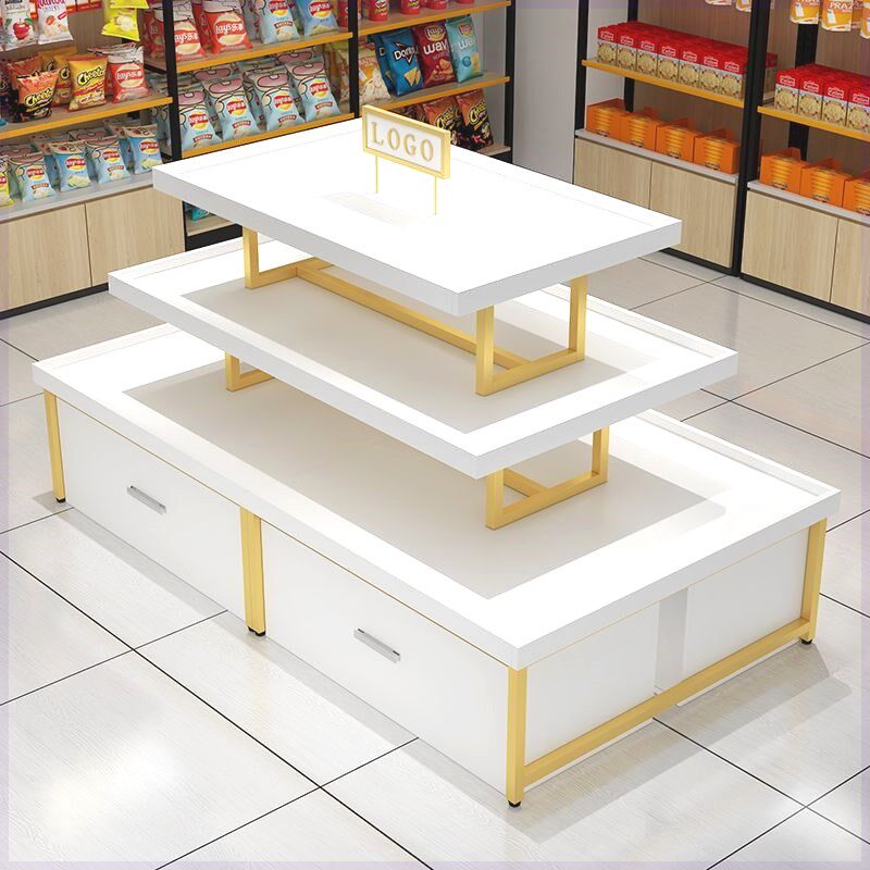 超市中岛展示柜化妆品促销台鞋子展示架文具货架展示台母婴店货架