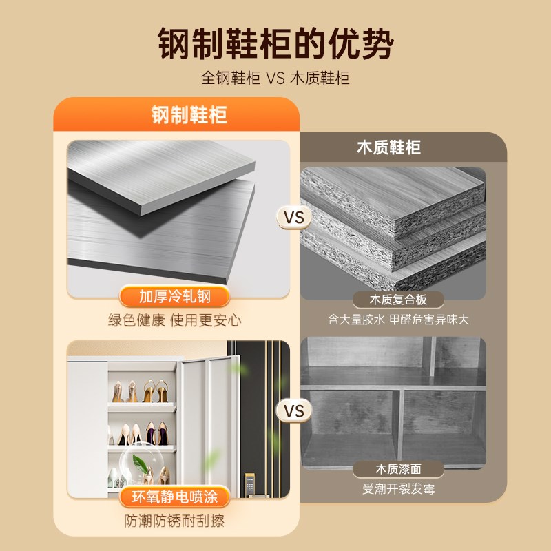 鞋柜家用门口简易钢制带锁门外入户柜子玄关楼道鞋架子铁皮收纳柜