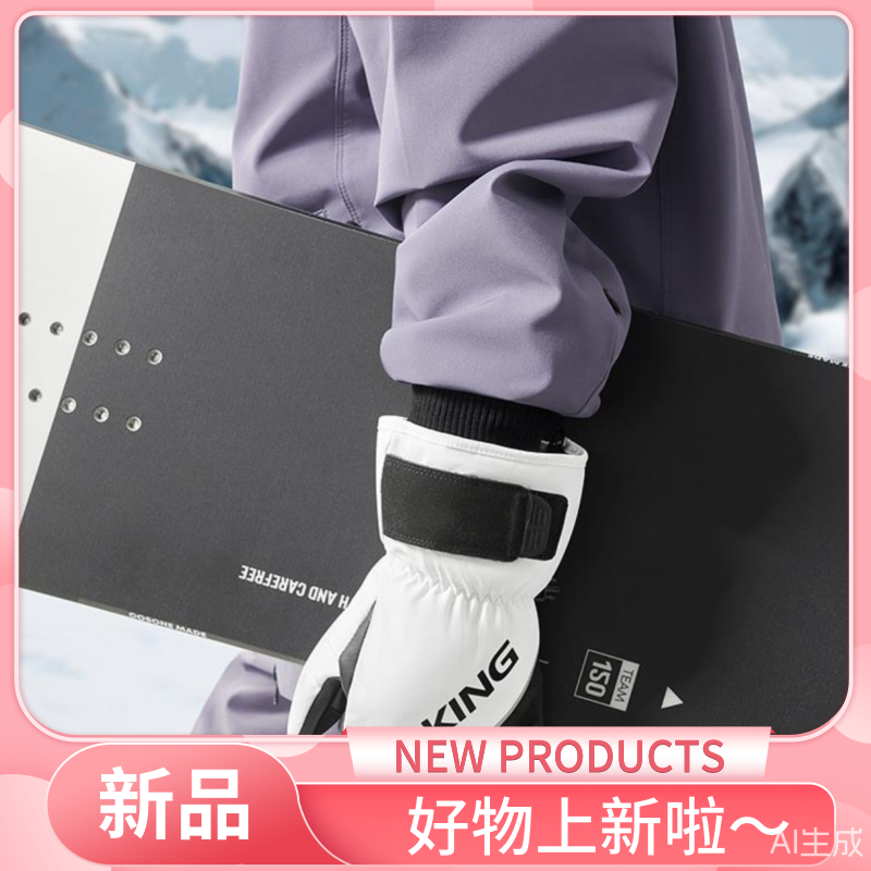 滑雪手套内置护腕半脱拉链透气单双板加厚防水保暖保护成人装备用