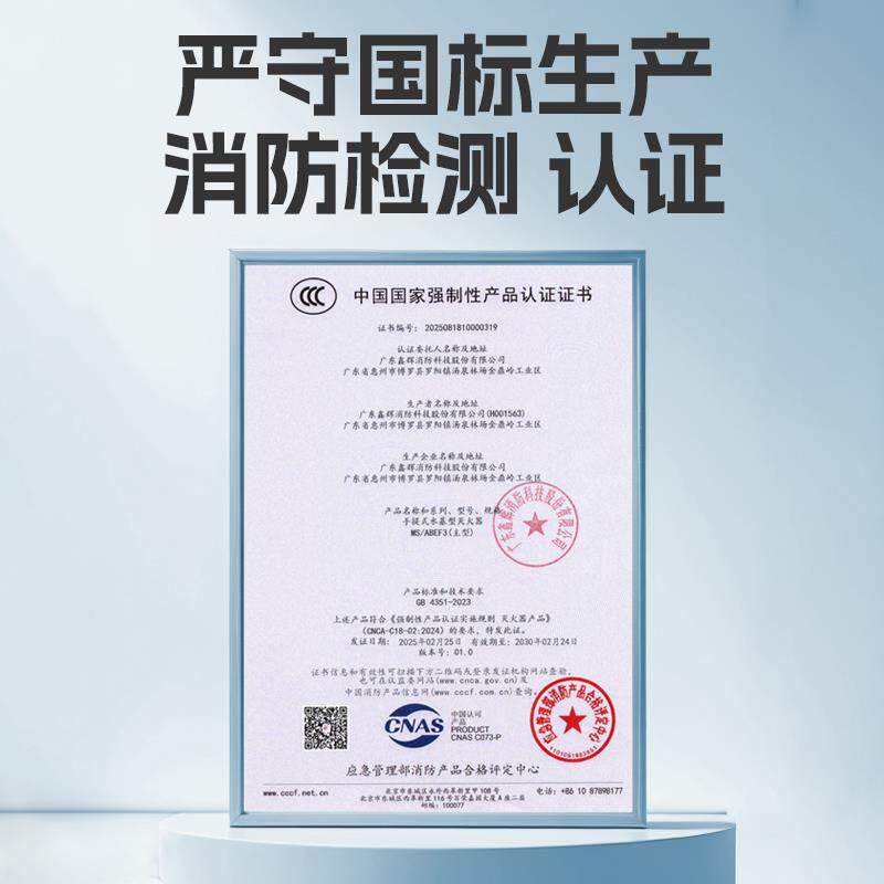 水基灭火器正品商铺用家用车载3L6L3升防冻泡沫型推车4公斤3c认证