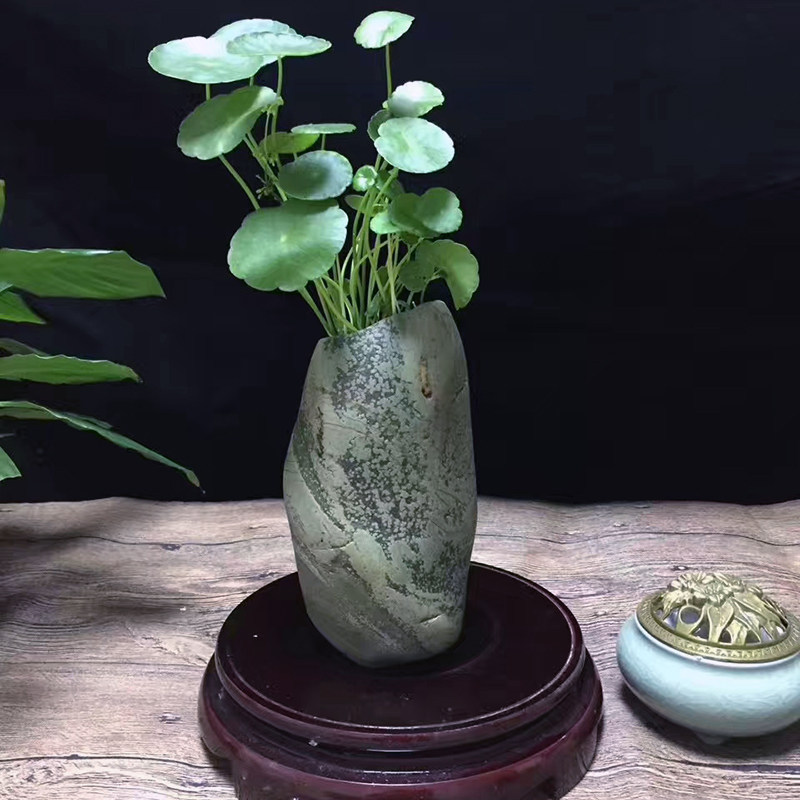 大号纯天然石头老庄盆鹅卵石盆多肉植物花盆高花瓶水培花器石头盆