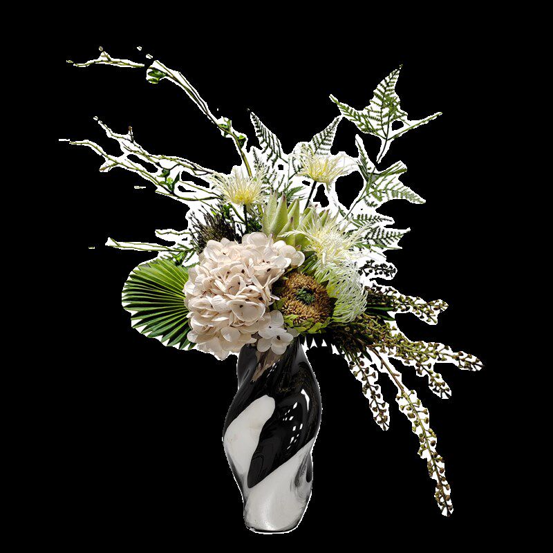 现代简约绿色仿真花束样板房间软装客厅插花轻奢餐桌花艺茶几摆件