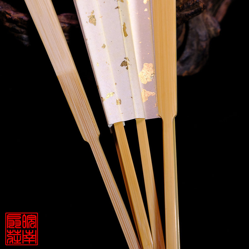 7-9.5寸玉竹和尚头宣纸折扇水磨玉竹文玩扇子造型头扇骨苏工扇面