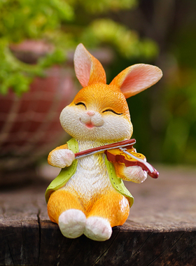 可爱桌边坐姿兔子摆件花盆载装饰花园庭院幼儿园民宿家居造景