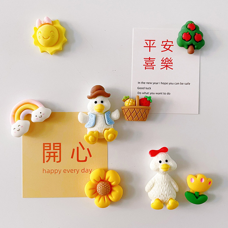迷你鸭子冰箱贴可爱强力磁性贴个性创意吸铁石3d立体小巧装饰