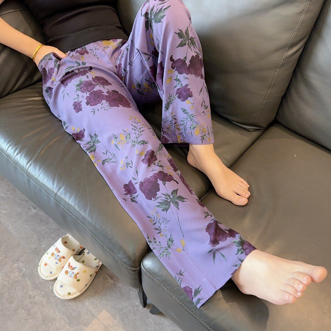夏季防蚊裤大人女裤子阔腿灯笼裤宽松薄款棉绸大码休闲裤沙滩长裤