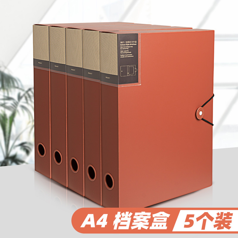天色 5个装档案盒A4文件盒塑料资料夹会计凭证资料盒收纳盒办公