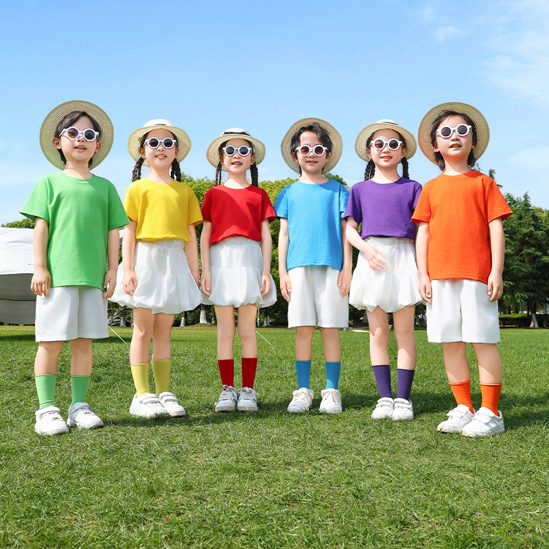 六一儿童演出服装幼儿园舞蹈牛仔糖果色毕业照小学生啦啦队表演服