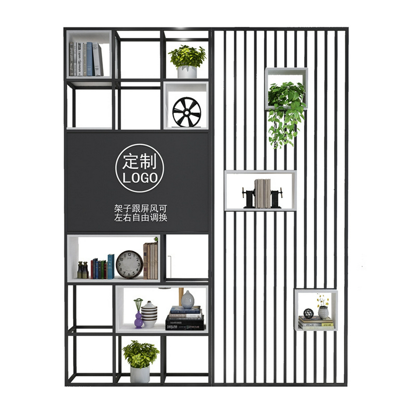 铁艺办公室前台餐厅轻奢工业风隔断柜书架铁网玄关公司屏风置物架