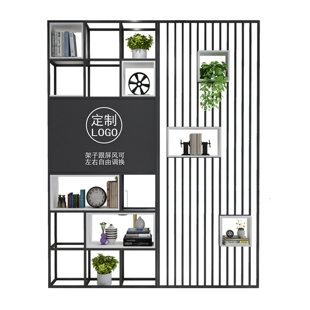 铁艺办公室前台餐厅轻奢工业风隔断柜书架铁网玄关公司屏风置物架