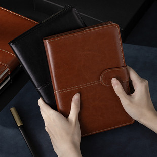 a5笔记本子定制可印logo加厚超厚务记事本大号复古黑色皮面本b5