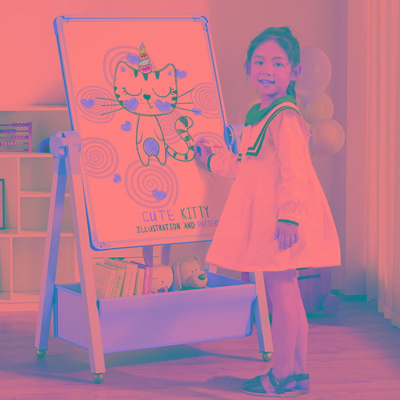 画板家用教学写字板儿童小黑板磁性支架涂鸦板尘画架擦宝宝白板