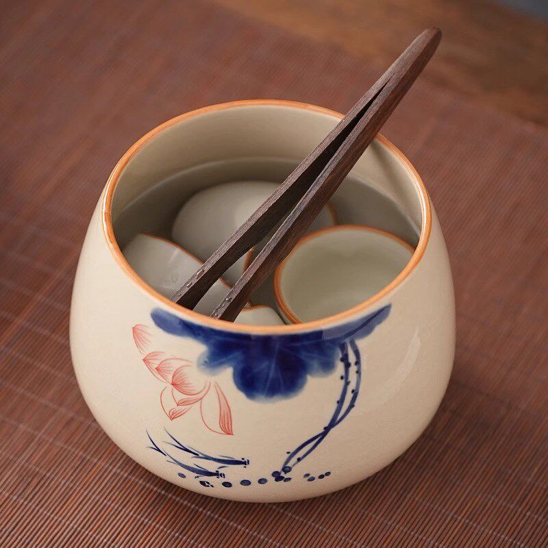 高端茶渣缸陶瓷建水茶洗茶具配件草木灰茶水缸大小号废水桶烟灰缸