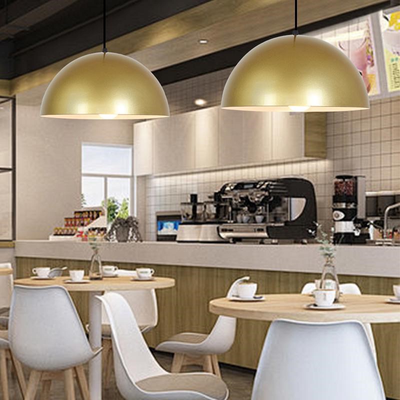 金色工业风吊灯餐饮店铺商用餐桌吧台卡座圆形单头创意简约灯罩