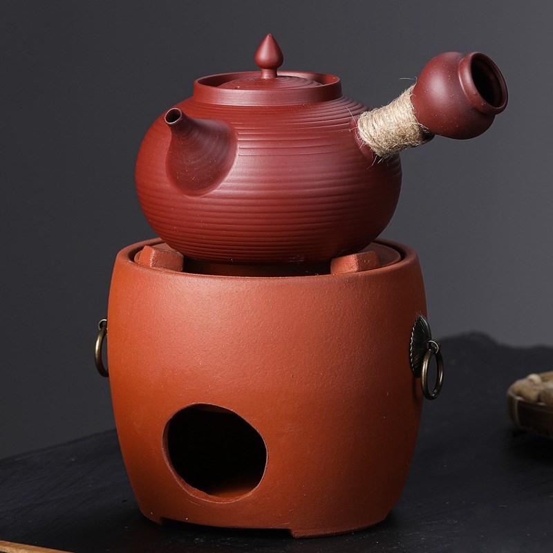 红泥侧把煮茶壶功夫茶围炉煮茶泡茶壶家用砂铫跳盖烧水壶炭炉套装