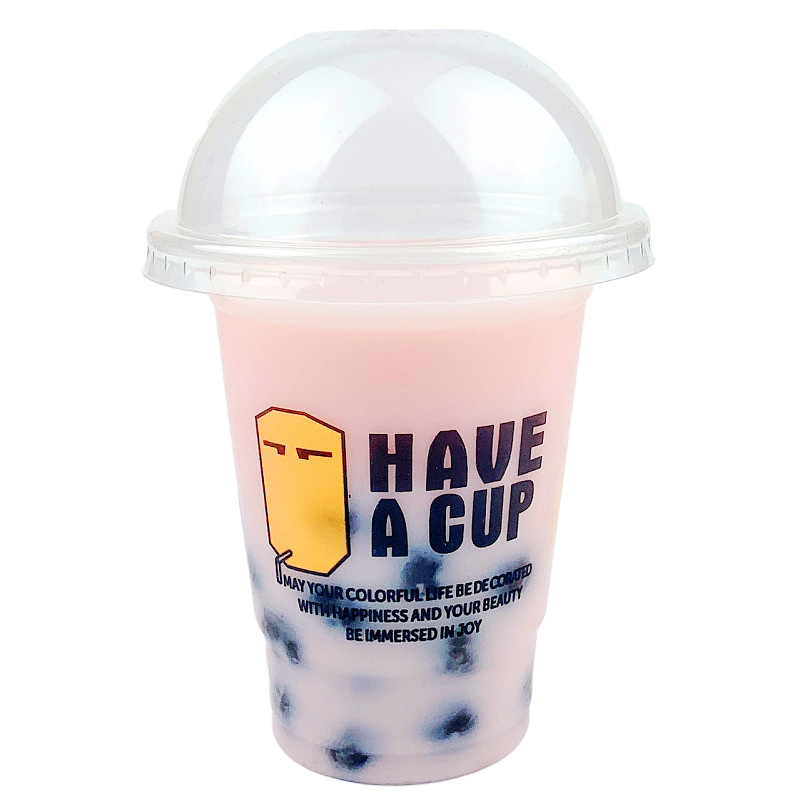 一次性奶茶杯饮料沙冰果汁塑料杯子320ml加厚来一豆浆杯带盖包邮