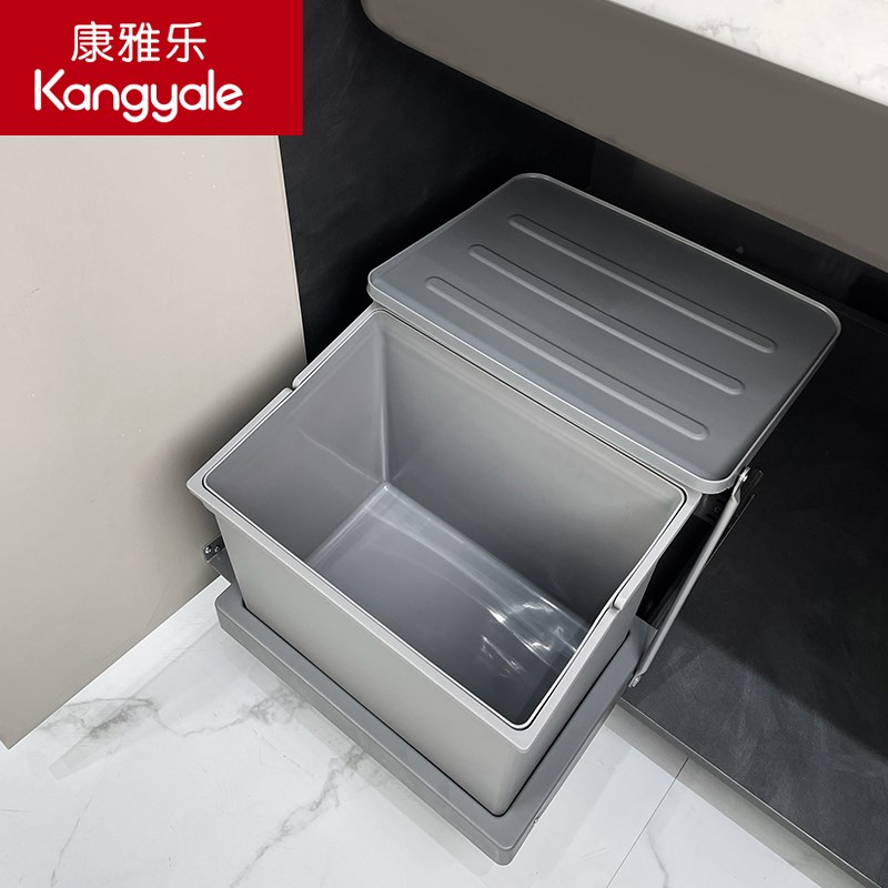 水槽柜嵌入式垃圾桶隐藏厨房垃圾筒浅窄橱柜清洁桶底抽拉式洗碗池