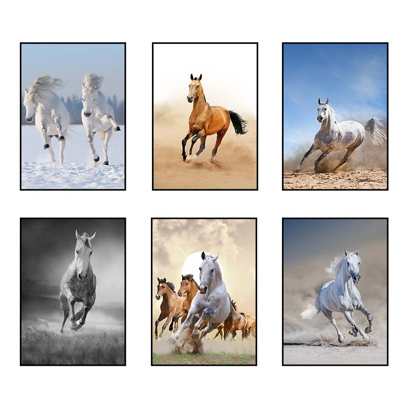 有框画玄关挂画竖版骏马图马到成功风水壁画走廊过道动物墙面画