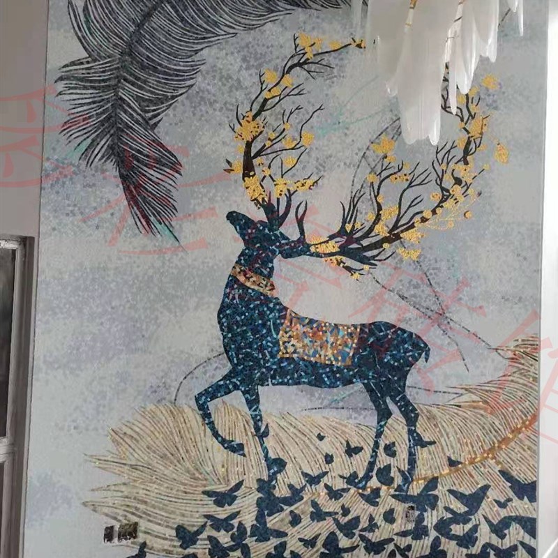 简约个性定制定做玻璃马赛克背景墙瓷砖玄关餐厅拼图阳台拼花剪画
