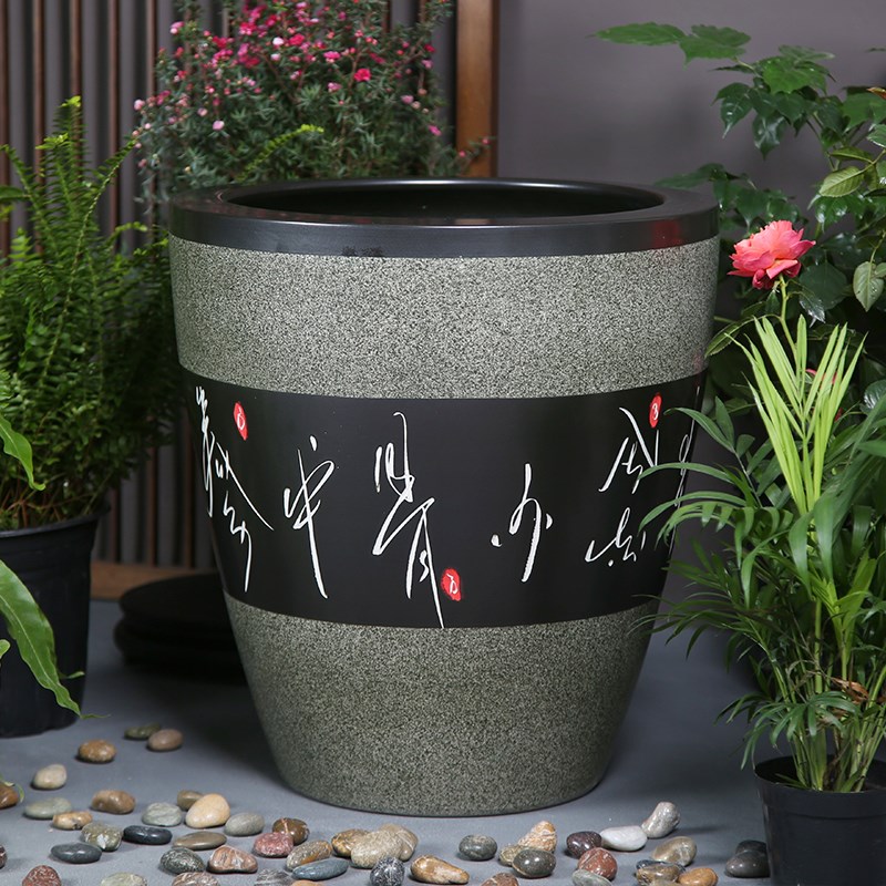 加高大型陶瓷鱼缸睡莲碗莲水培缸绿植插花客厅造景盆阳台庭院蓄水
