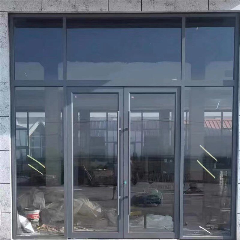 定做肯德基门铝合金商场玻璃门地轴门商铺对开门餐厅门手动推拉门